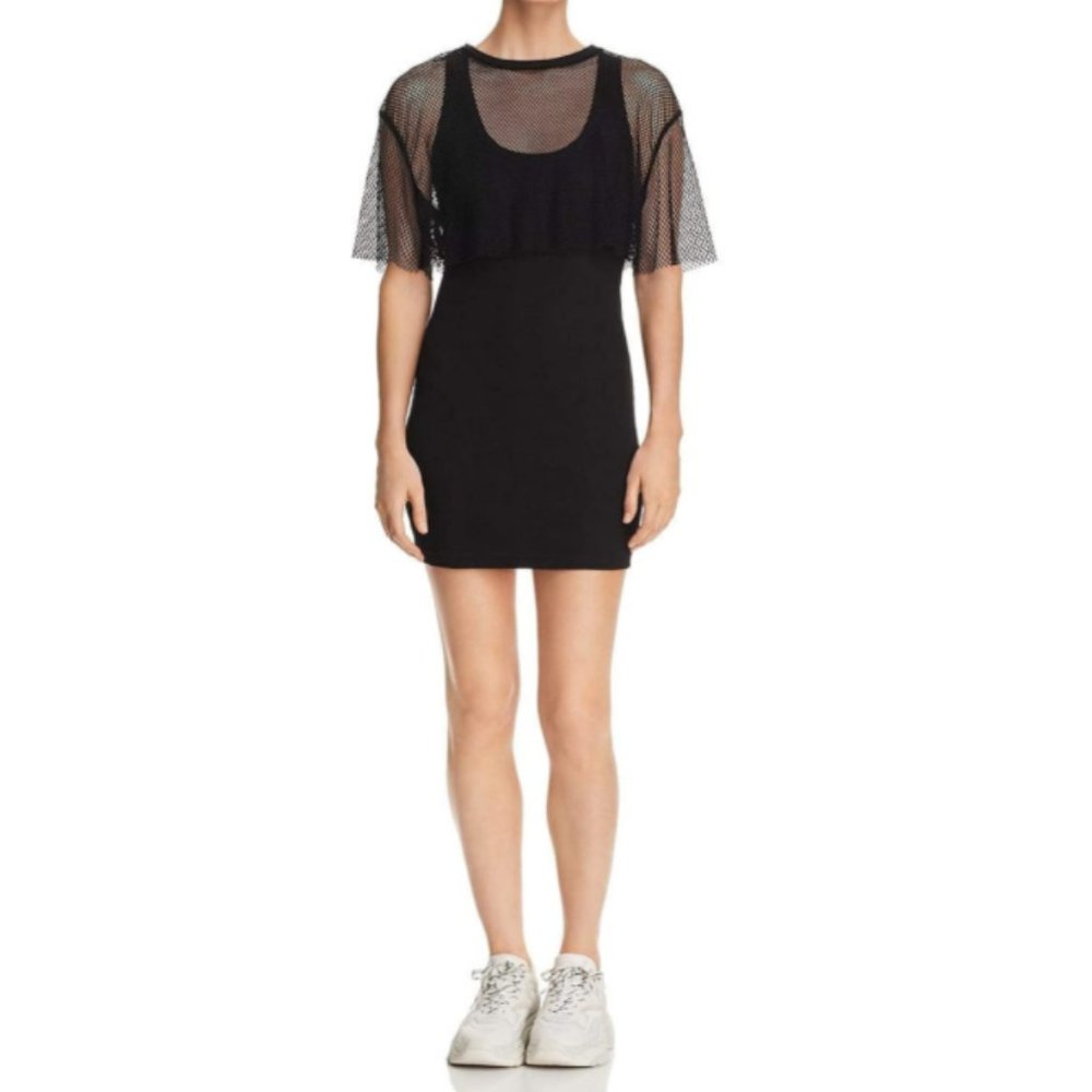 Kendall + Kylie Womens Black Mesh Tank Dress